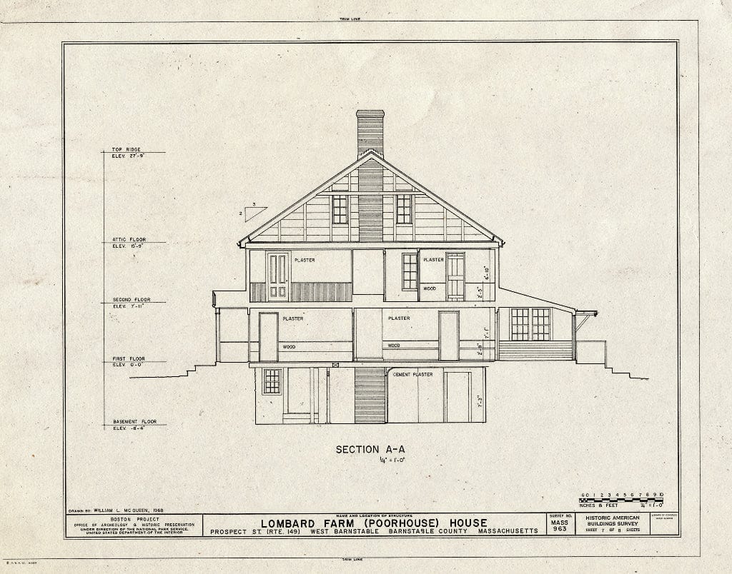 Blueprint HABS Mass,1-BAR,4- (Sheet 7 of 8) - Lombard Farm, House, Prospect Street (State Route 149), Barnstable, Barnstable County, MA