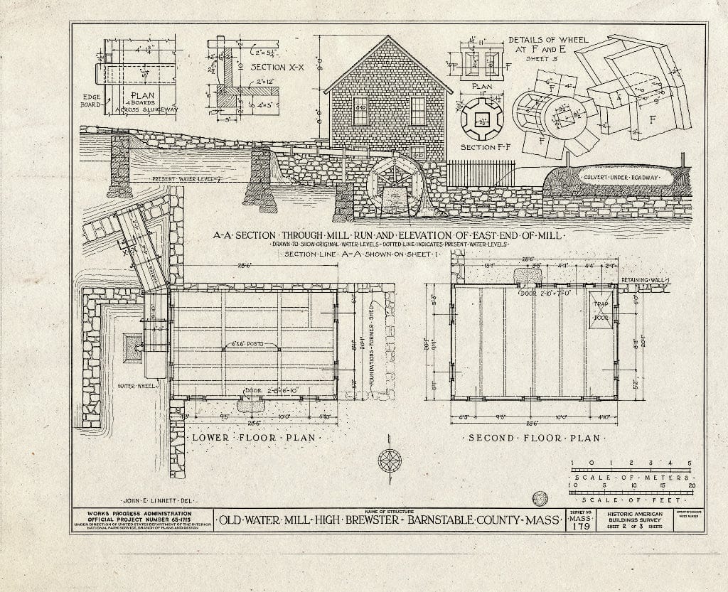 Blueprint HABS Mass,1-Brew,1- (Sheet 2 of 3) - Stony Brook Mill, Old Coach Road, Brewster, Barnstable County, MA