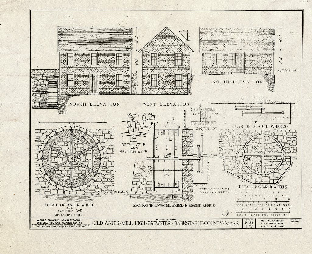 Blueprint HABS Mass,1-Brew,1- (Sheet 3 of 3) - Stony Brook Mill, Old Coach Road, Brewster, Barnstable County, MA