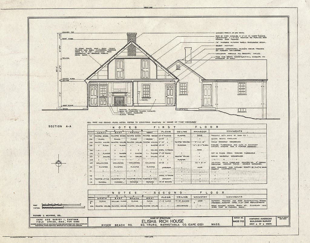 Blueprint HABS Mass,1-TRU,37- (Sheet 4 of 4) - Elisha Rich House, Ryder Beach Road, Truro, Barnstable County, MA