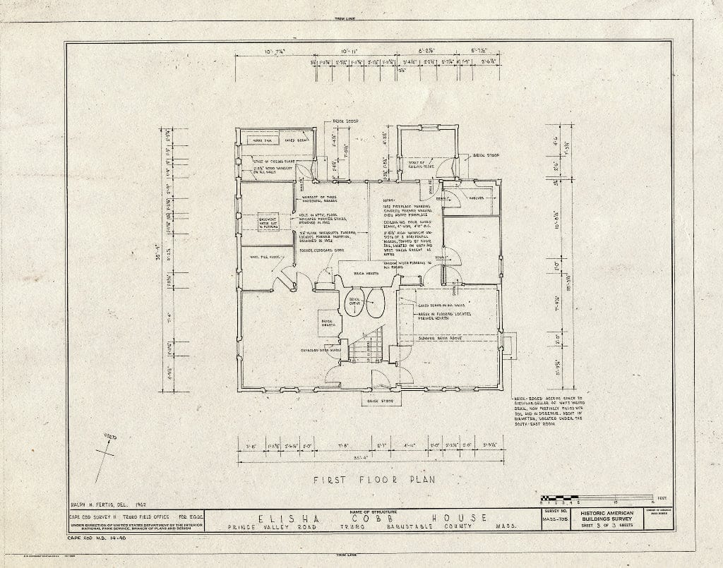 Blueprint HABS Mass,1-TRU,4- (Sheet 3 of 3) - Elisha Cobb House, Prince Valley Road, Truro, Barnstable County, MA