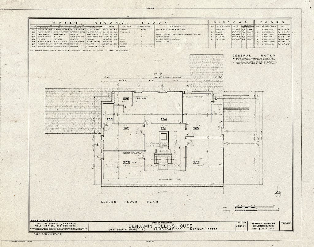 Blueprint HABS Mass,1-TRU,7- (Sheet 3 of 4) - Benjamin Collins House, South Pamet Road, Truro, Barnstable County, MA