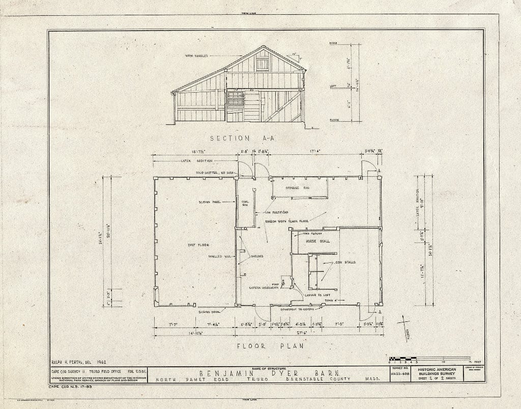 Blueprint HABS Mass,1-TRU,10- (Sheet 2 of 2) - Benjamin Dyer Barn, North Pamet Road, Truro, Barnstable County, MA