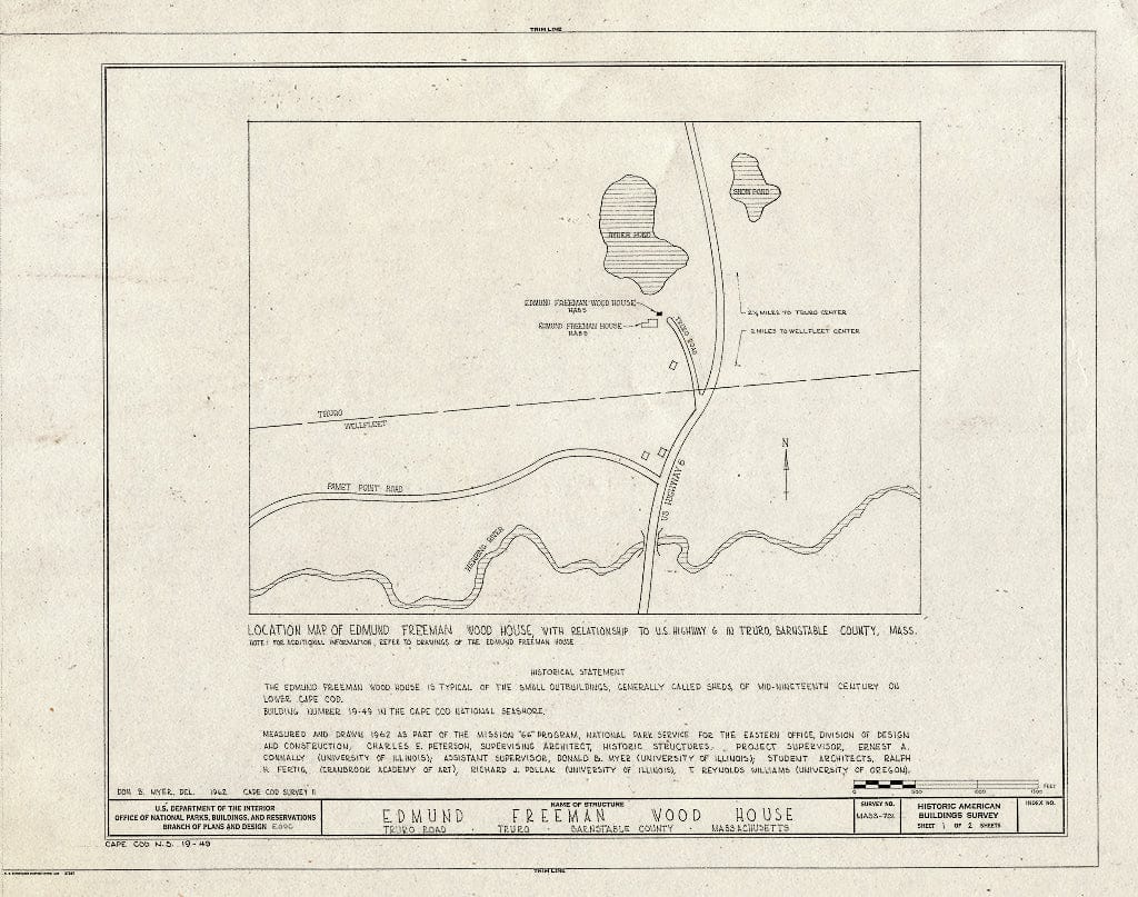 Blueprint HABS Mass,1-TRU,17- (Sheet 1 of 2) - Edmund Freeman Woodhouse, Truro Road, Truro, Barnstable County, MA