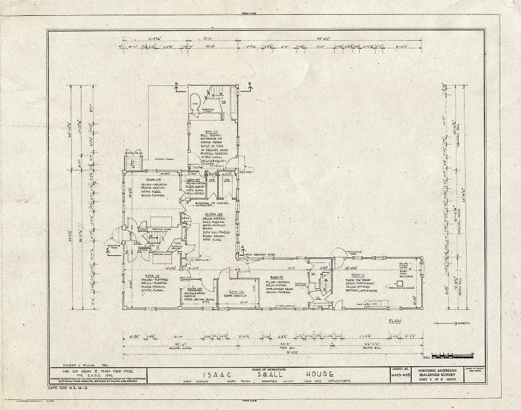Blueprint HABS Mass,1-TRU,49- (Sheet 2 of 4) - Isaac Small House, Old King's Highway & Highland Road, Truro, Barnstable County, MA