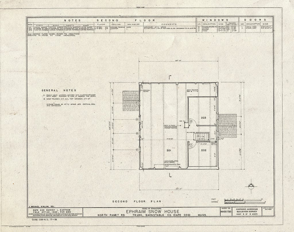 Blueprint HABS Mass,1-TRU,53- (Sheet 3 of 4) - Ephraim Snow House, North Pamet Road, Truro, Barnstable County, MA