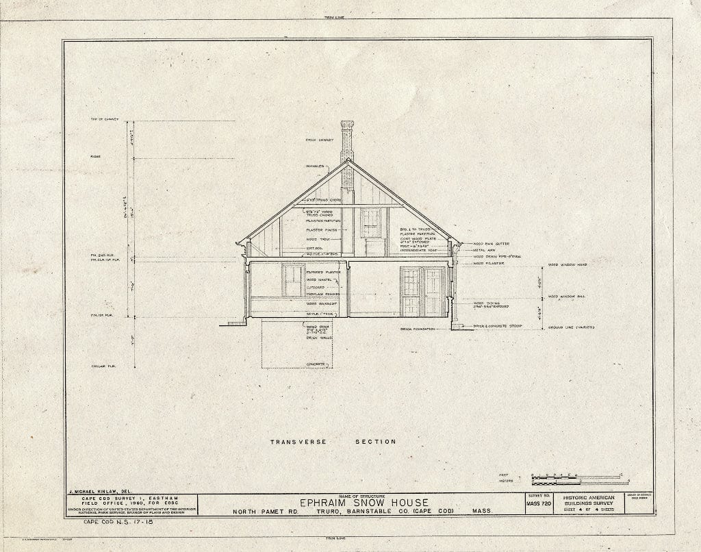 Blueprint HABS Mass,1-TRU,53- (Sheet 4 of 4) - Ephraim Snow House, North Pamet Road, Truro, Barnstable County, MA