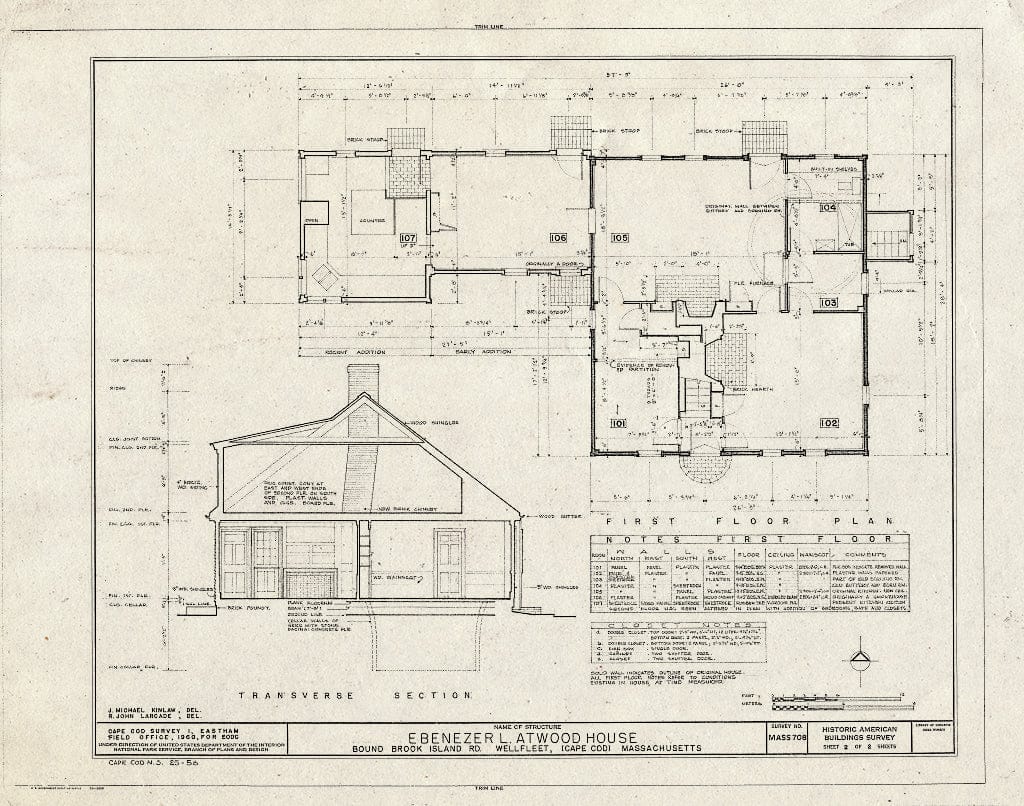Blueprint HABS Mass,1-WEL,2- (Sheet 2 of 2) - Ebenezer L. Atwood House, Bound Brook Island Road, Wellfleet, Barnstable County, MA