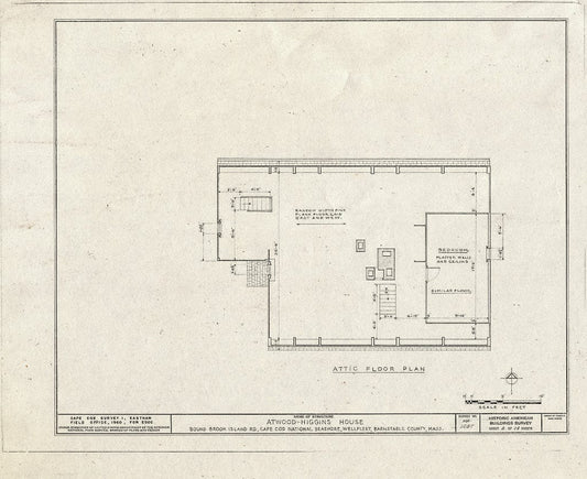 Blueprint 3. Attic Floor Plan - Atwood-Higgins House, Bound Brook Island Road, Wellfleet, Barnstable County, MA