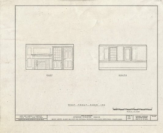 Blueprint 11. West Front Room Wall elevations - Atwood-Higgins House, Bound Brook Island Road, Wellfleet, Barnstable County, MA