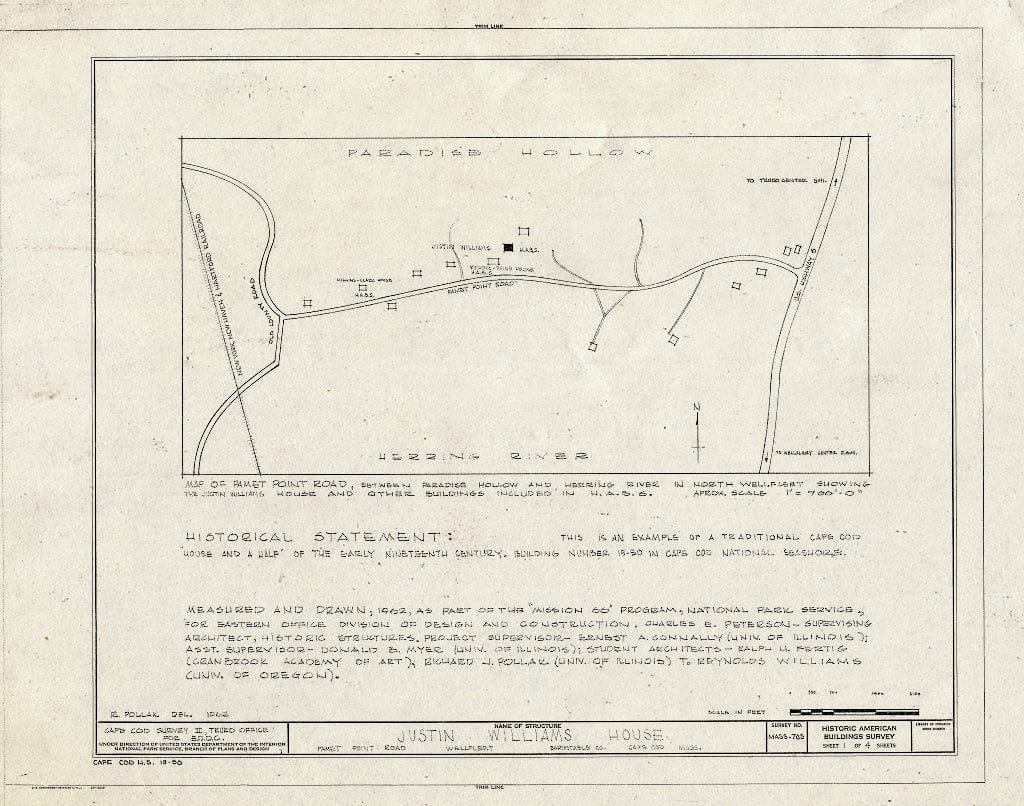 Blueprint HABS Mass,1-WEL,16- (Sheet 1 of 4) - Justin Williams House, Pamet Point Road, Wellfleet, Barnstable County, MA
