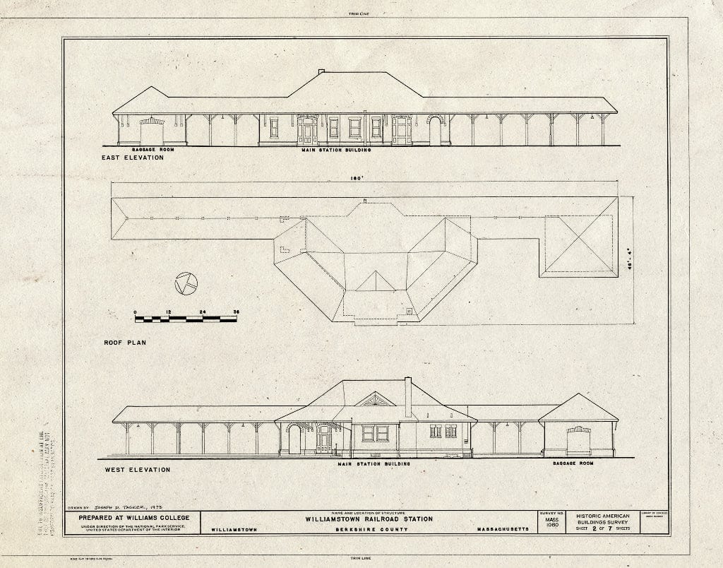 Blueprint HABS Mass,2-Will,6- (Sheet 2 of 7) - Williamstown Railroad Station, North Hoosac Road & Cole Avenue, Williamstown, Berkshire County, MA