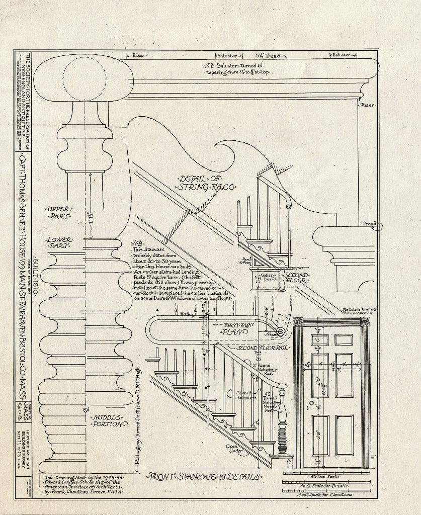 Blueprint HABS Mass,3-FAIR,11- (Sheet 11 of 15) - Captain Thomas Bennett House, 199 Main Street, Fairhaven, Bristol County, MA