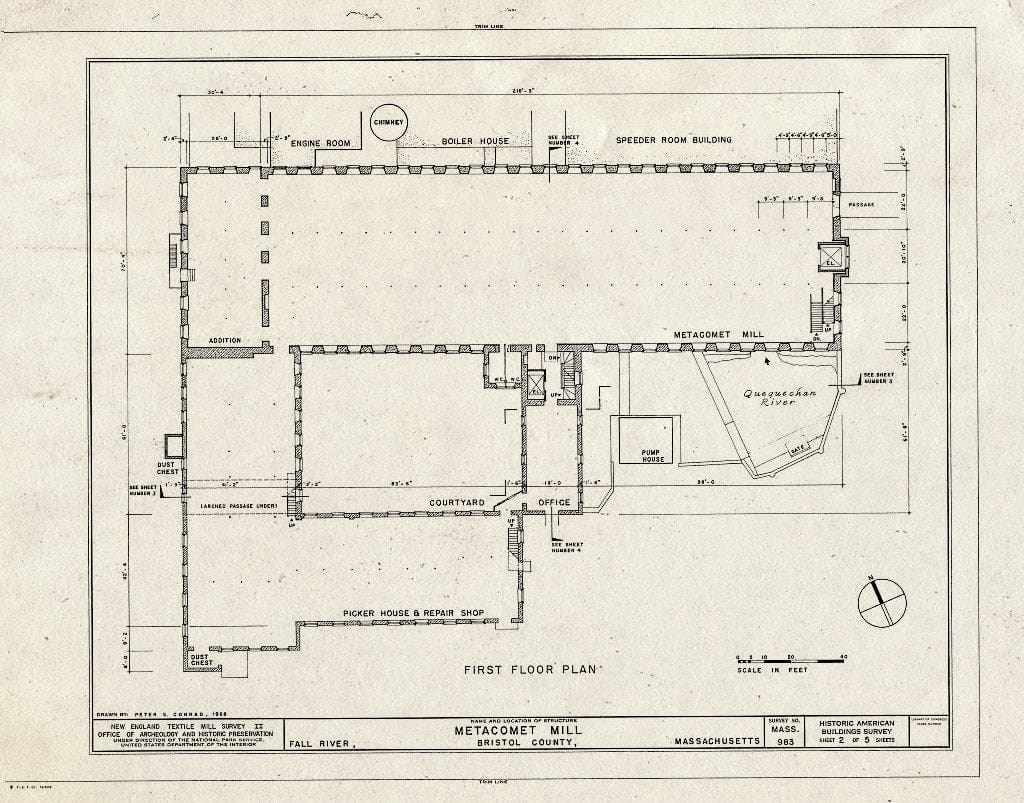 Blueprint HABS Mass,3-Fall,5- (Sheet 2 of 5) - Metacomet Mill, Davol & Anawan Streets, Fall River, Bristol County, MA
