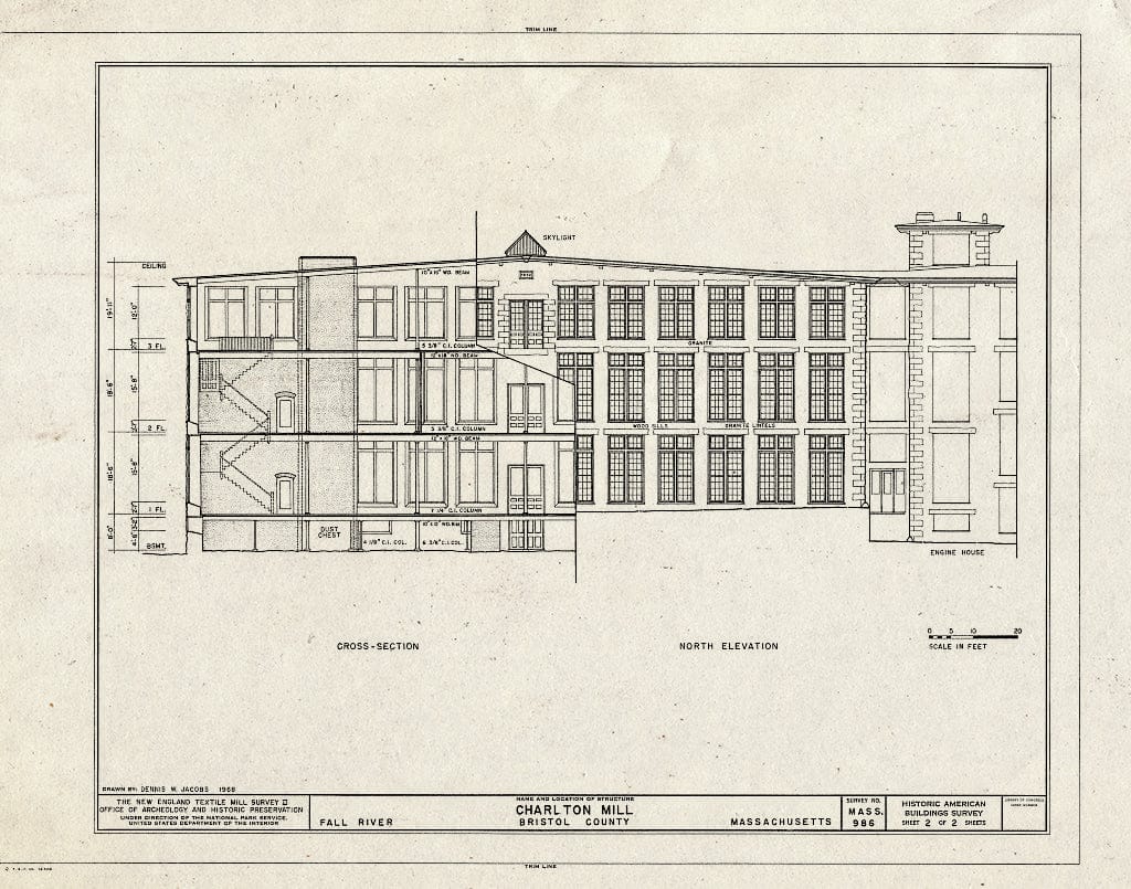 Blueprint HABS Mass,3-Fall,8- (Sheet 2 of 2) - Charlton Mill, Howe & Crawford Streets, Fall River, Bristol County, MA