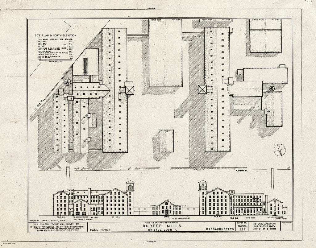 Blueprint HABS Mass,3-Fall,4- (Sheet 2 of 7) - Durfee Mills, Plymouth Avenue & Pleasant Street, Fall River, Bristol County, MA