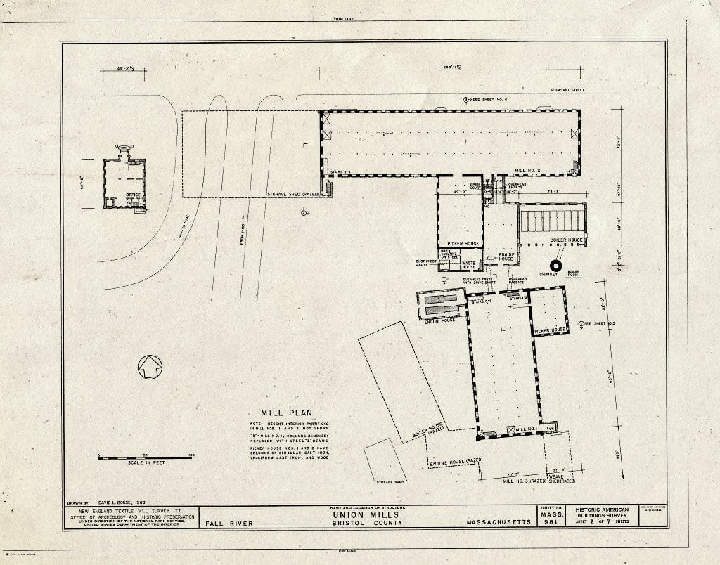 Blueprint HABS Mass,3-Fall,3- (Sheet 2 of 7) - Union Mills, Pleasant Street & Highway I-195, Interchange No. 12, Fall River, Bristol County, MA