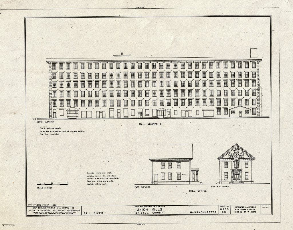 Blueprint HABS Mass,3-Fall,3- (Sheet 3 of 7) - Union Mills, Pleasant Street & Highway I-195, Interchange No. 12, Fall River, Bristol County, MA