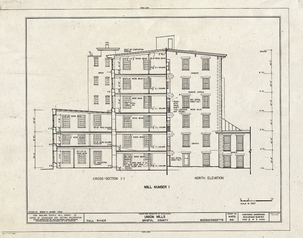Blueprint HABS Mass,3-Fall,3- (Sheet 5 of 7) - Union Mills, Pleasant Street & Highway I-195, Interchange No. 12, Fall River, Bristol County, MA