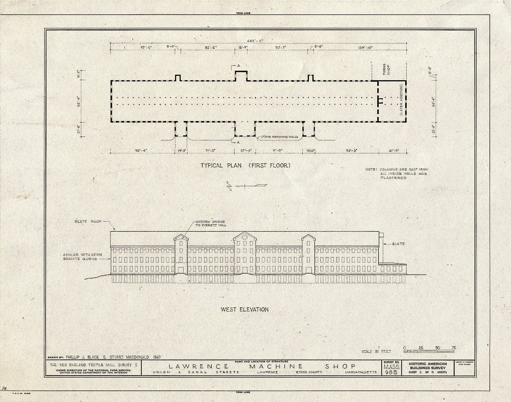 Blueprint HABS Mass,5-LAWR,1- (Sheet 2 of 5) - Lawrence Machine Shop, Union & Canal Streets, Lawrence, Essex County, MA