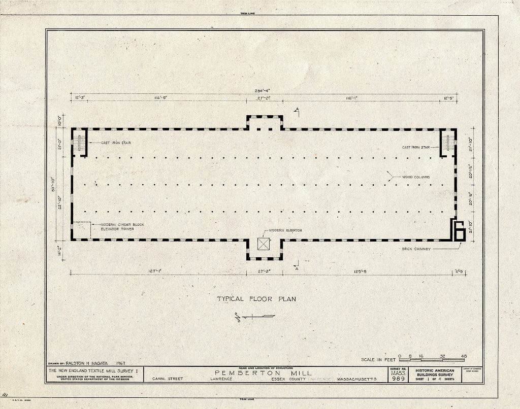Blueprint HABS Mass,5-LAWR,2- (Sheet 1 of 4) - Pemberton Mill, Union Street Vicinity, Lawrence, Essex County, MA
