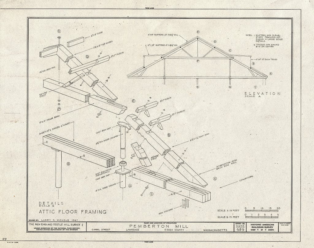 Blueprint HABS Mass,5-LAWR,2- (Sheet 4 of 4) - Pemberton Mill, Union Street Vicinity, Lawrence, Essex County, MA