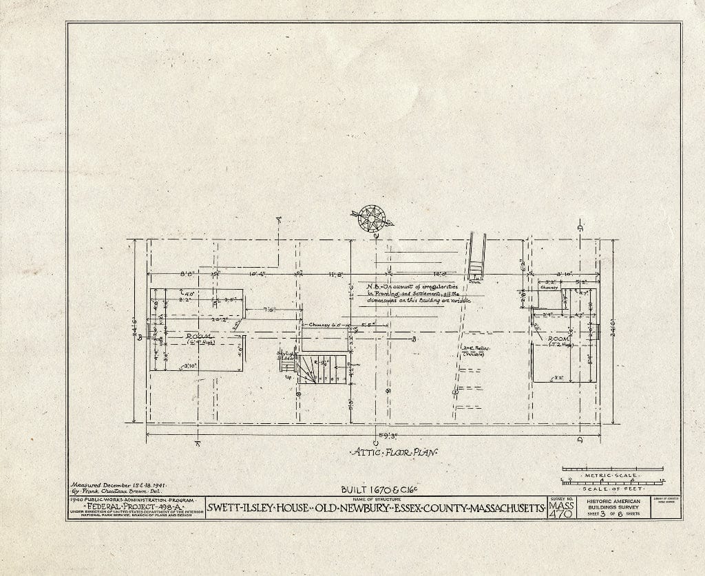 Blueprint HABS Mass,5-Newb,4- (Sheet 3 of 6) - Swett-Ilsley House, 4-6 High Street, Newbury Old Town, Essex County, MA