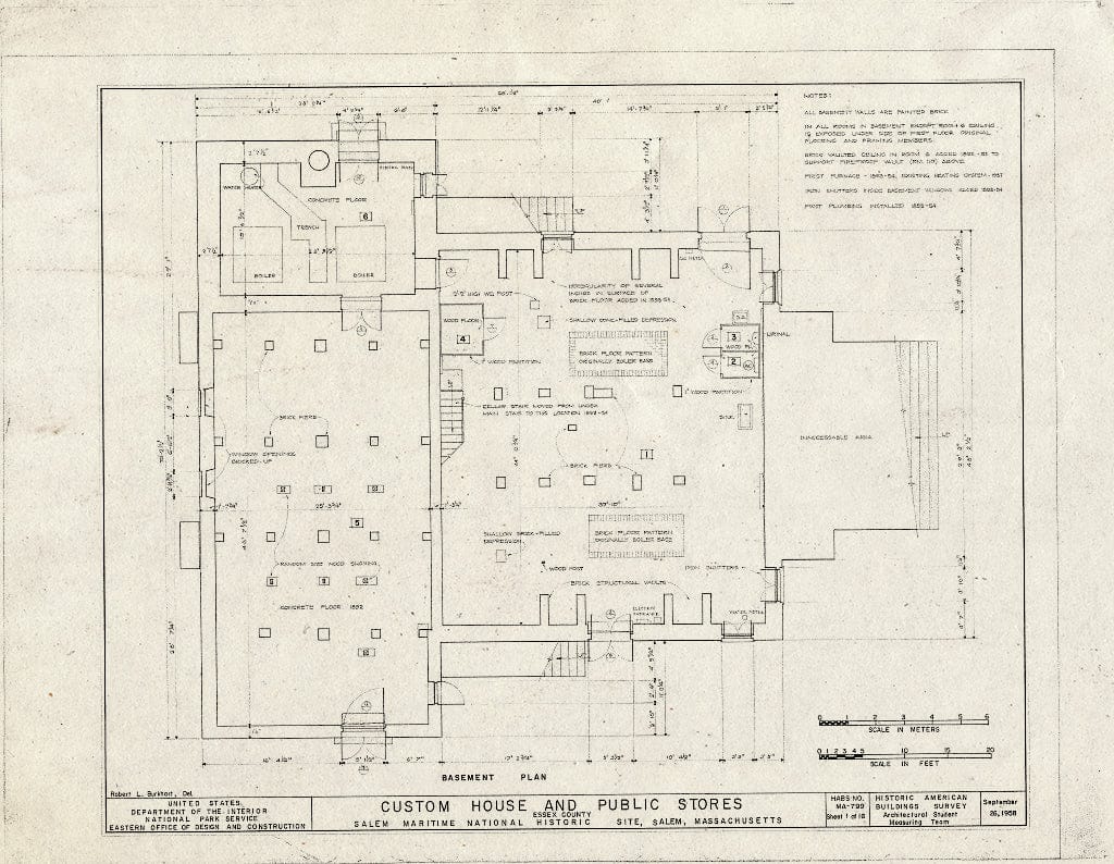 Blueprint HABS Mass,5-SAL,48- (Sheet 1 of 16) - Custom House & Public Stores, 178 Derby Street, Salem, Essex County, MA