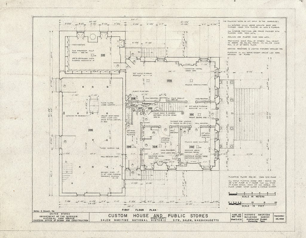 Blueprint HABS Mass,5-SAL,48- (Sheet 2 of 16) - Custom House & Public Stores, 178 Derby Street, Salem, Essex County, MA