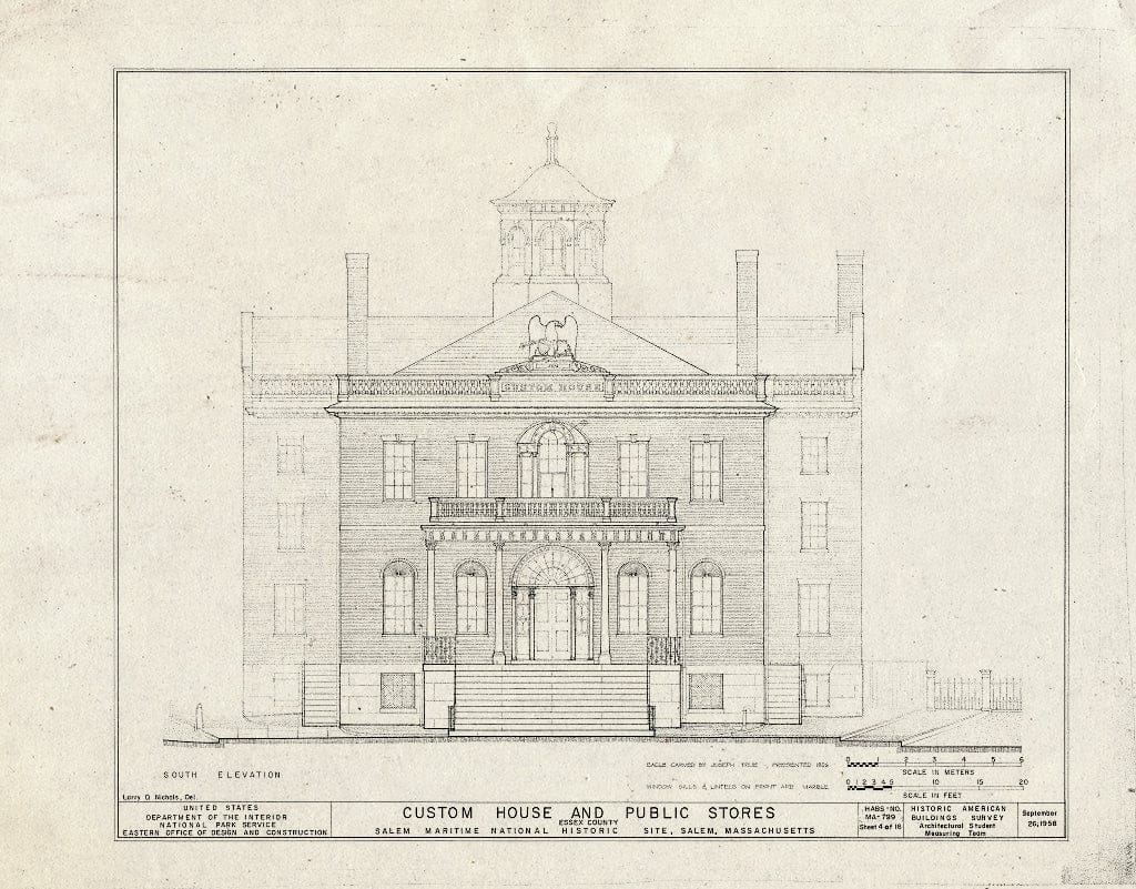 Blueprint HABS Mass,5-SAL,48- (Sheet 4 of 16) - Custom House & Public Stores, 178 Derby Street, Salem, Essex County, MA