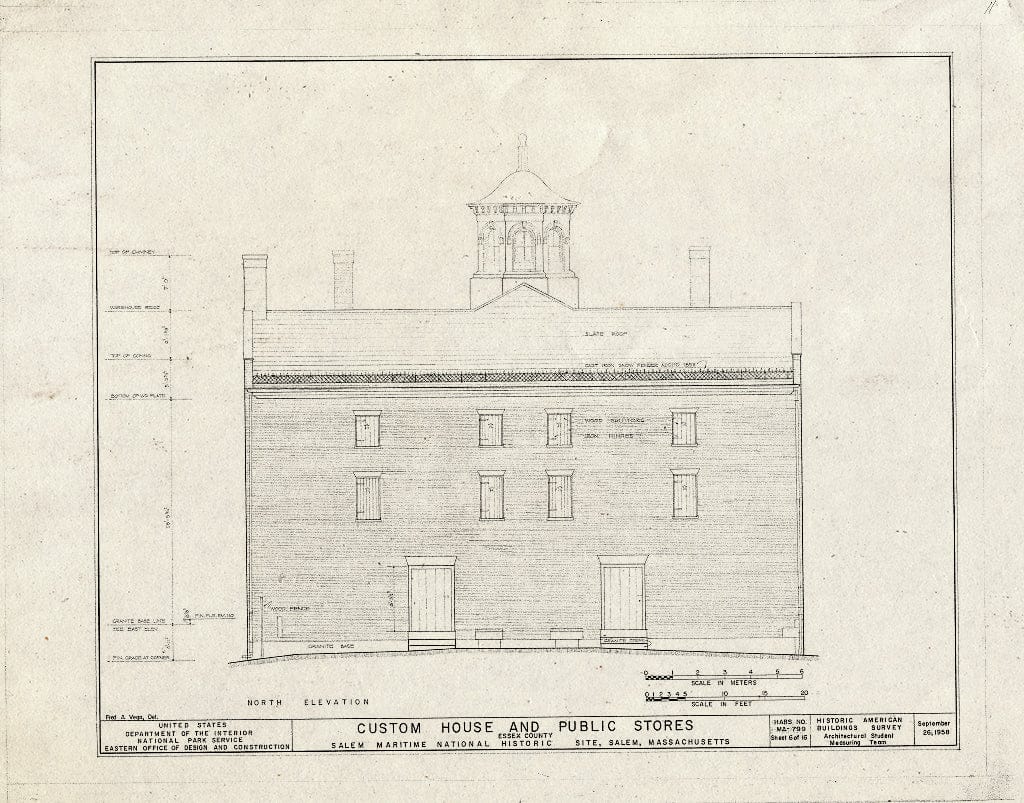 Blueprint HABS Mass,5-SAL,48- (Sheet 6 of 16) - Custom House & Public Stores, 178 Derby Street, Salem, Essex County, MA