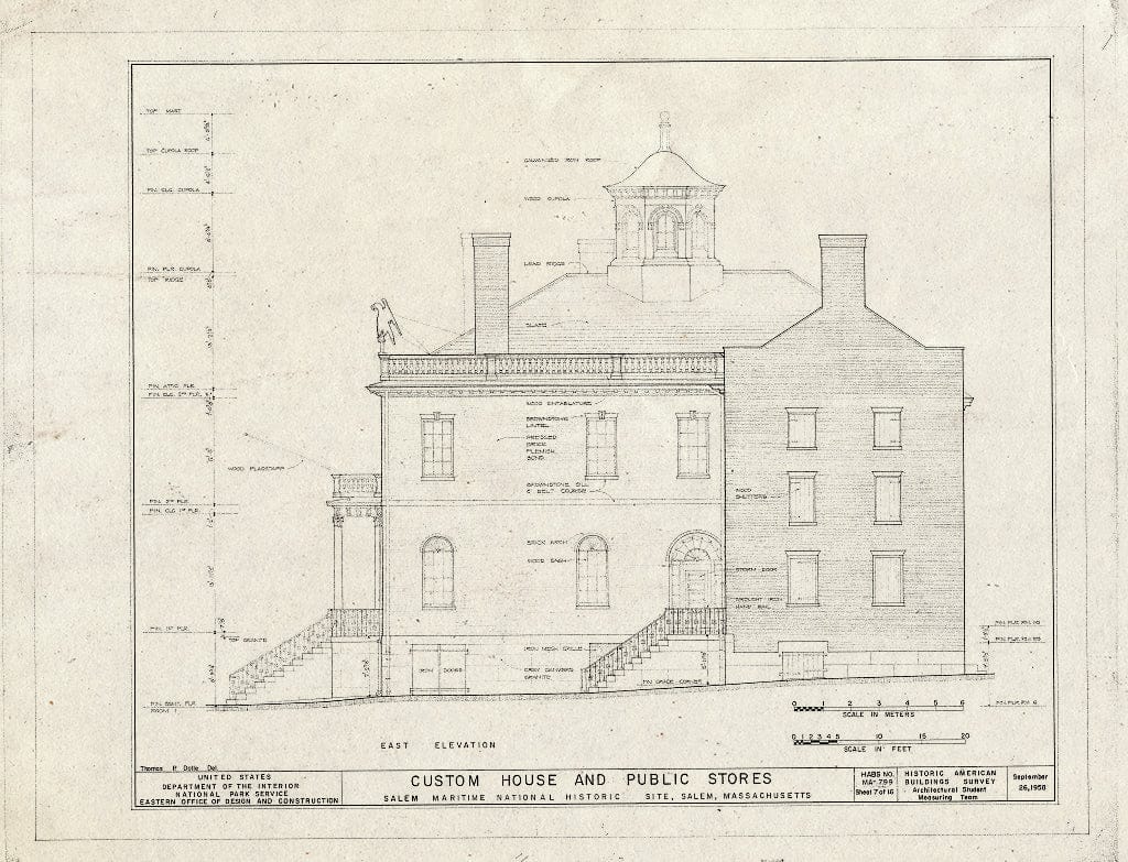 Blueprint HABS Mass,5-SAL,48- (Sheet 7 of 16) - Custom House & Public Stores, 178 Derby Street, Salem, Essex County, MA
