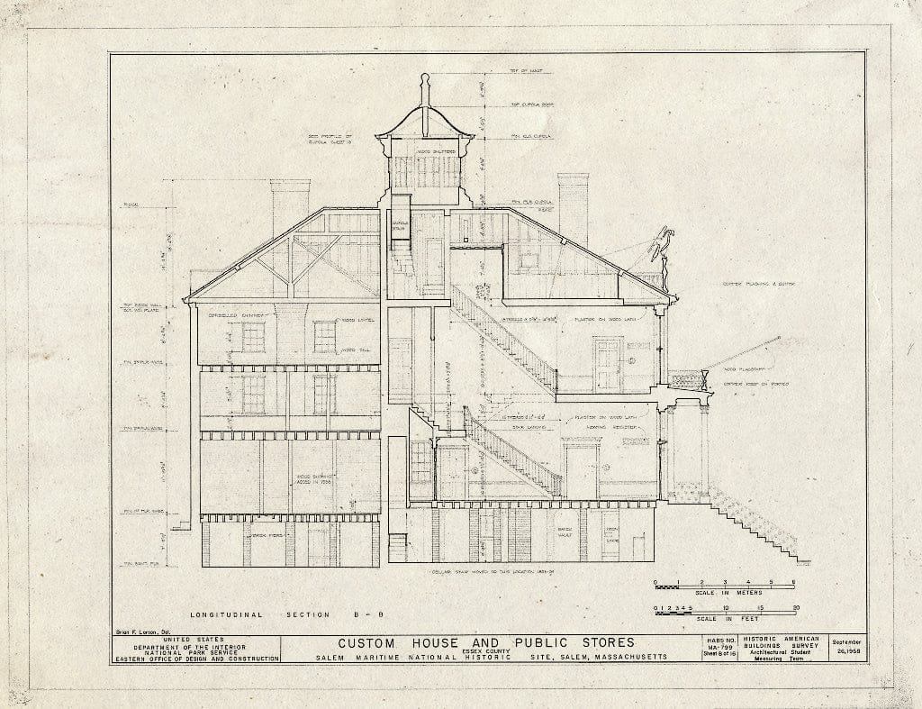 Blueprint HABS Mass,5-SAL,48- (Sheet 8 of 16) - Custom House & Public Stores, 178 Derby Street, Salem, Essex County, MA