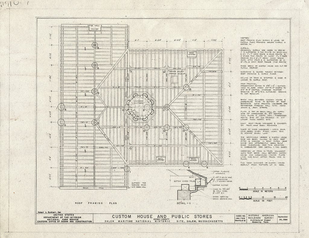 Blueprint HABS Mass,5-SAL,48- (Sheet 11 of 16) - Custom House & Public Stores, 178 Derby Street, Salem, Essex County, MA