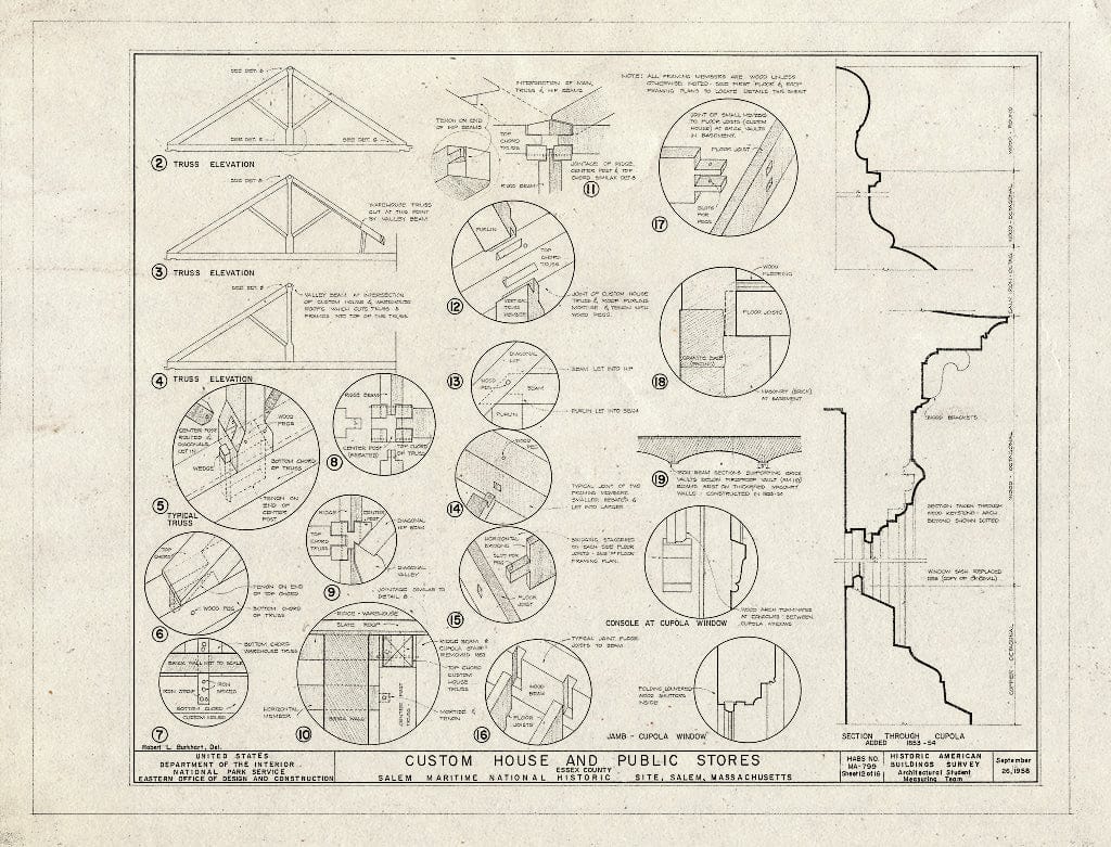 Blueprint HABS Mass,5-SAL,48- (Sheet 12 of 16) - Custom House & Public Stores, 178 Derby Street, Salem, Essex County, MA