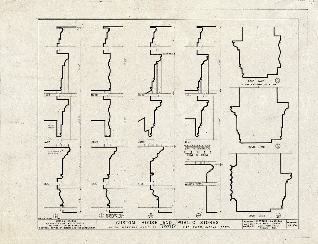 Blueprint HABS Mass,5-SAL,48- (Sheet 15 of 16) - Custom House & Public Stores, 178 Derby Street, Salem, Essex County, MA