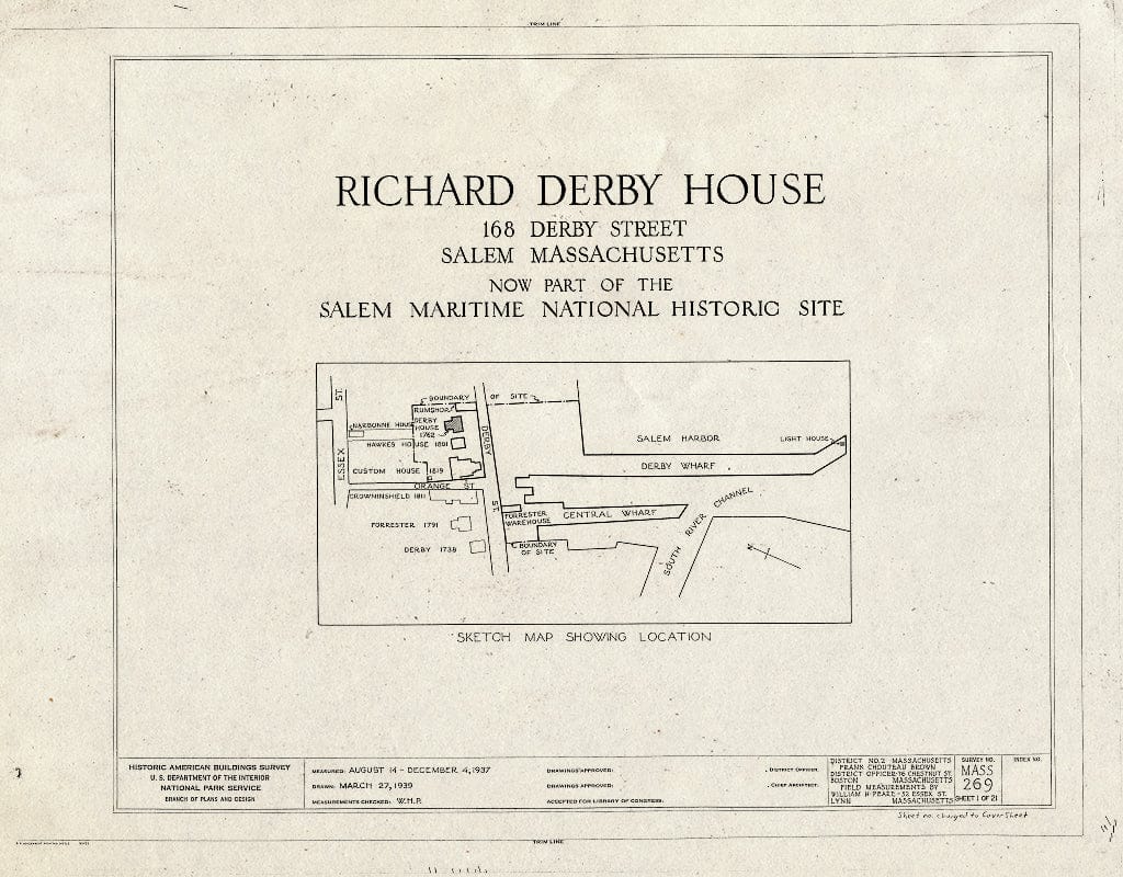 Blueprint HABS Mass,5-SAL,30- (Sheet 0 of 20) - Derby House, 168 Derby Street, Salem, Essex County, MA