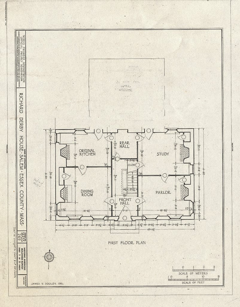 Blueprint HABS Mass,5-SAL,30- (Sheet 2 of 20) - Derby House, 168 Derby Street, Salem, Essex County, MA