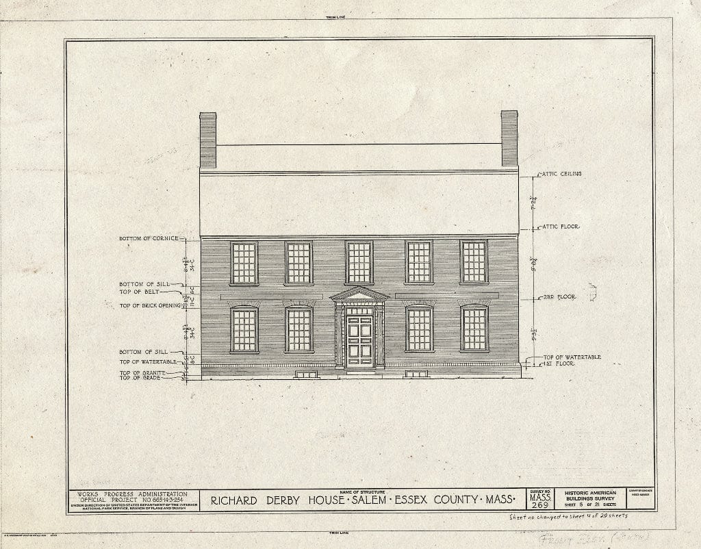 Blueprint HABS Mass,5-SAL,30- (Sheet 4 of 20) - Derby House, 168 Derby Street, Salem, Essex County, MA