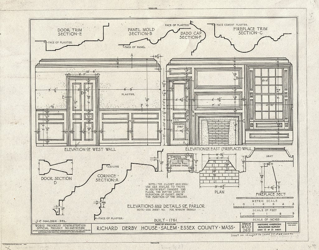 Blueprint HABS Mass,5-SAL,30- (Sheet 11 of 20) - Derby House, 168 Derby Street, Salem, Essex County, MA
