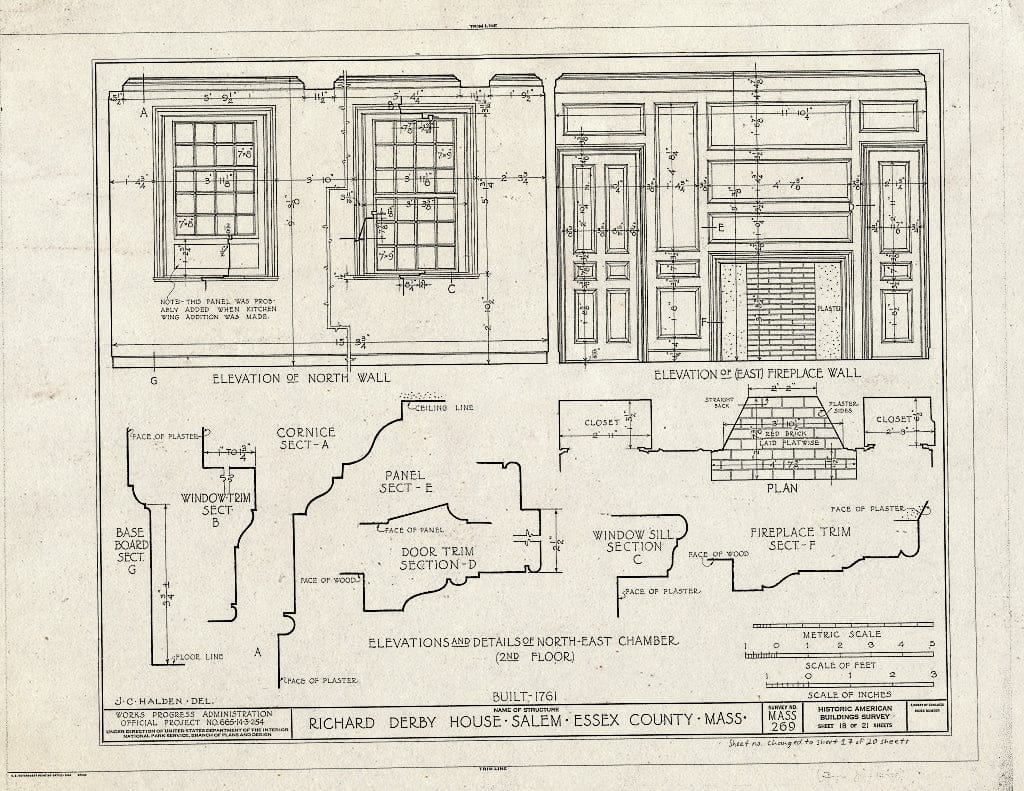 Blueprint HABS Mass,5-SAL,30- (Sheet 17 of 20) - Derby House, 168 Derby Street, Salem, Essex County, MA