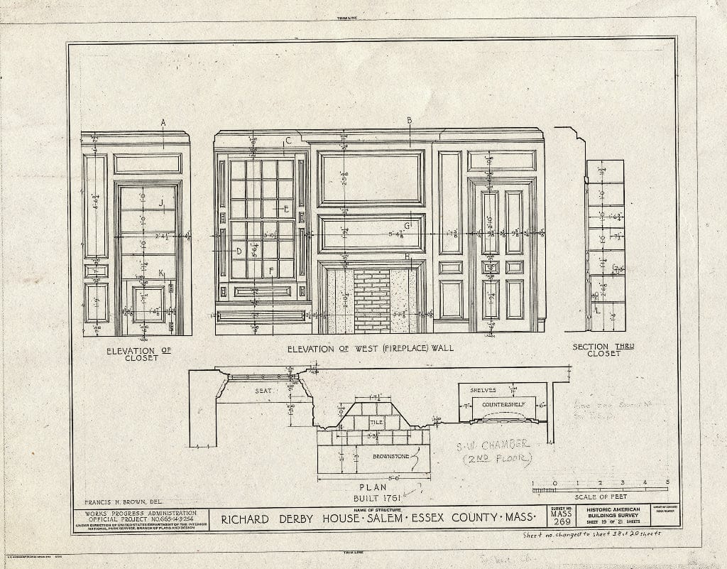 Blueprint HABS Mass,5-SAL,30- (Sheet 18 of 20) - Derby House, 168 Derby Street, Salem, Essex County, MA