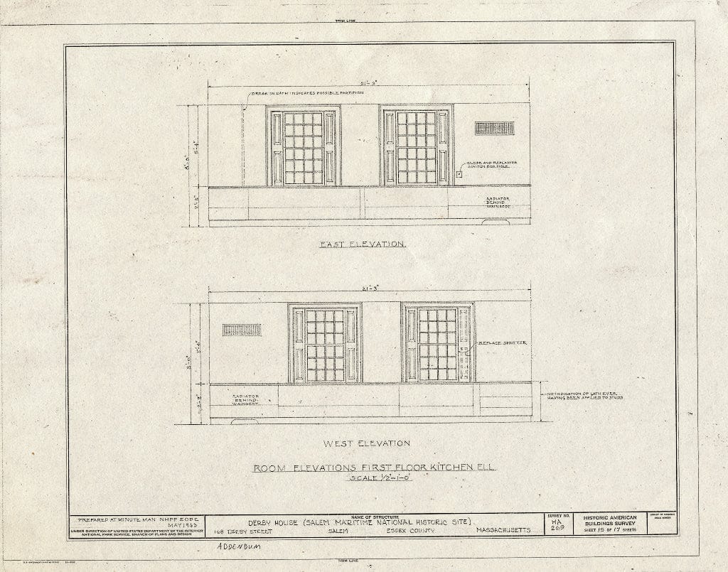 Blueprint HABS Mass,5-SAL,30- (Sheet 15 of 17) - Derby House, 168 Derby Street, Salem, Essex County, MA