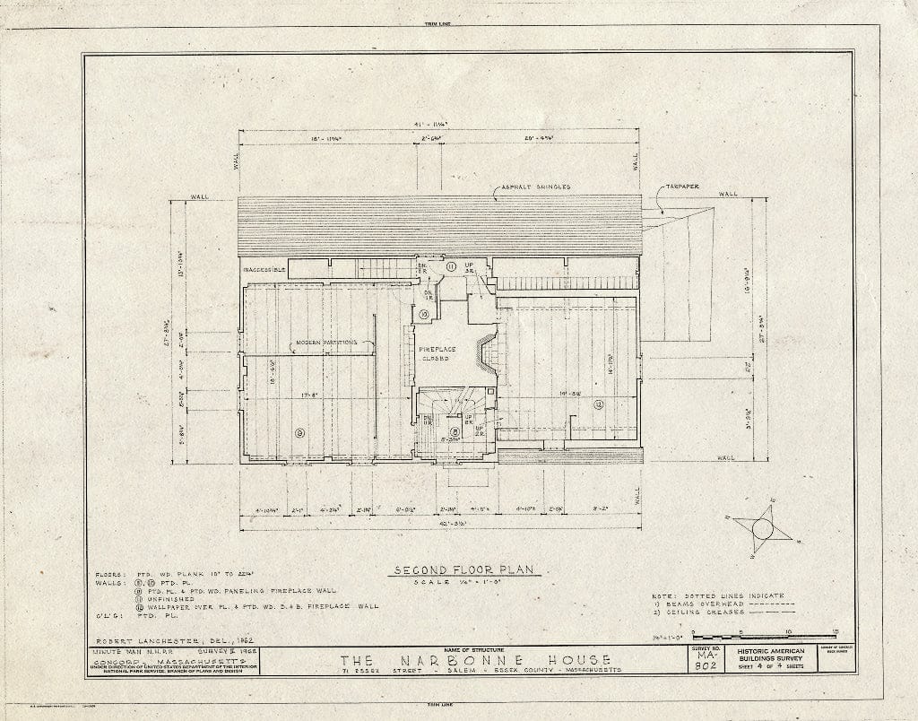 Blueprint HABS Mass,5-SAL,51- (Sheet 4 of 4) - Narbonne House, 71 Essex Street, Salem, Essex County, MA
