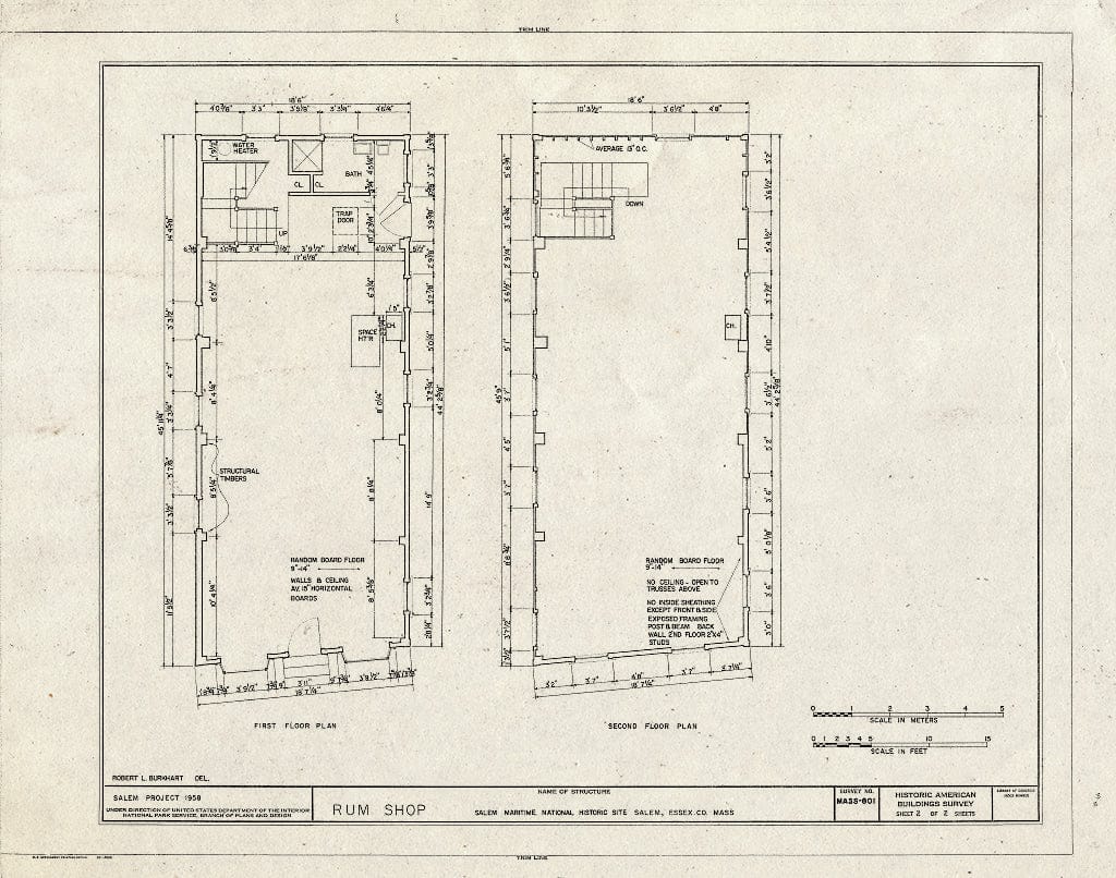 Blueprint HABS Mass,5-SAL,52- (Sheet 2 of 2) - Rum Shop, Derby Street & Palfrey Court, Salem, Essex County, MA