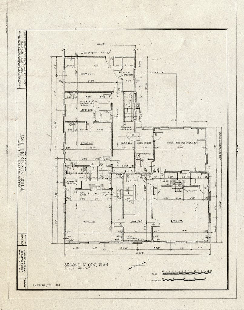 Blueprint HABS Mass,6-Deer,21- (Sheet 3 of 8) - David Dickinson House, Old Deerfield Street, Deerfield, Franklin County, MA