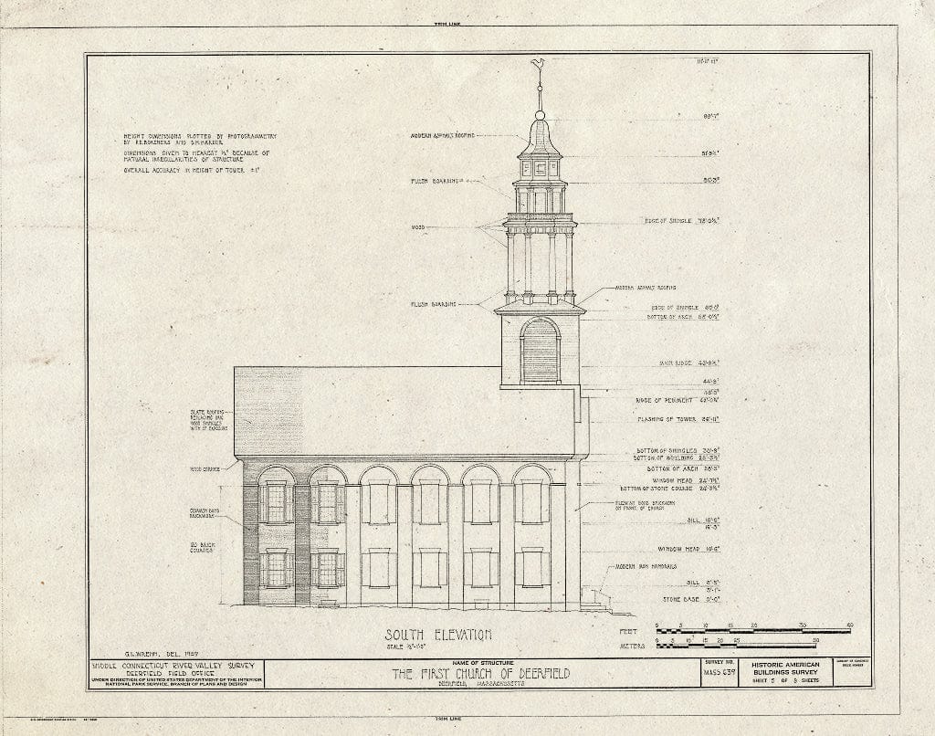 Blueprint HABS Mass,6-Deer,11- (Sheet 5 of 9) - First Church of Deerfield, Old Deerfield Street, Deerfield, Franklin County, MA