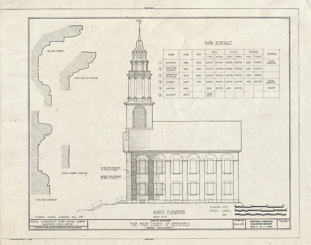Blueprint HABS Mass,6-Deer,11- (Sheet 6 of 9) - First Church of Deerfield, Old Deerfield Street, Deerfield, Franklin County, MA