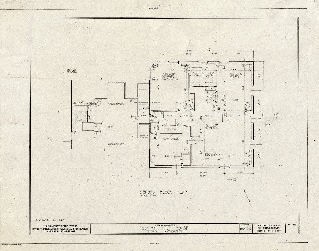 Blueprint HABS Mass,6-Deer,15- (Sheet 3 of 5) - Godfrey Nims House, Old Deerfield Street & Memorial Road, Deerfield, Franklin County, MA