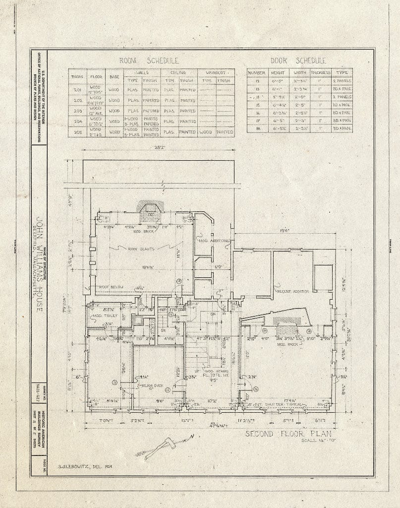 Blueprint HABS Mass,6-Deer,3- (Sheet 3 of 5) - Parson John Williams House, Albany Road, Deerfield, Franklin County, MA